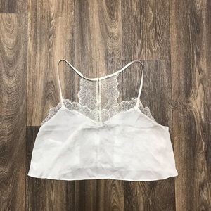 Free People Silk Bralette Top, White Medium